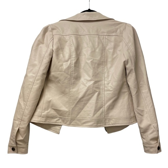 Lulus Pretty Powerful Beige Vegan Leather Puff Sleeve Moto Jacket - Picture 7 of 12